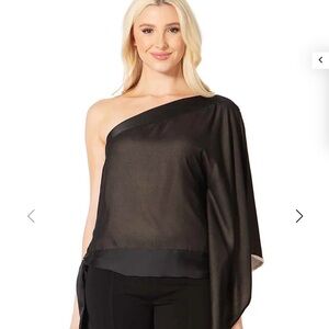 NWT Vertigo One Shoulder Ribbon Sleeve Top